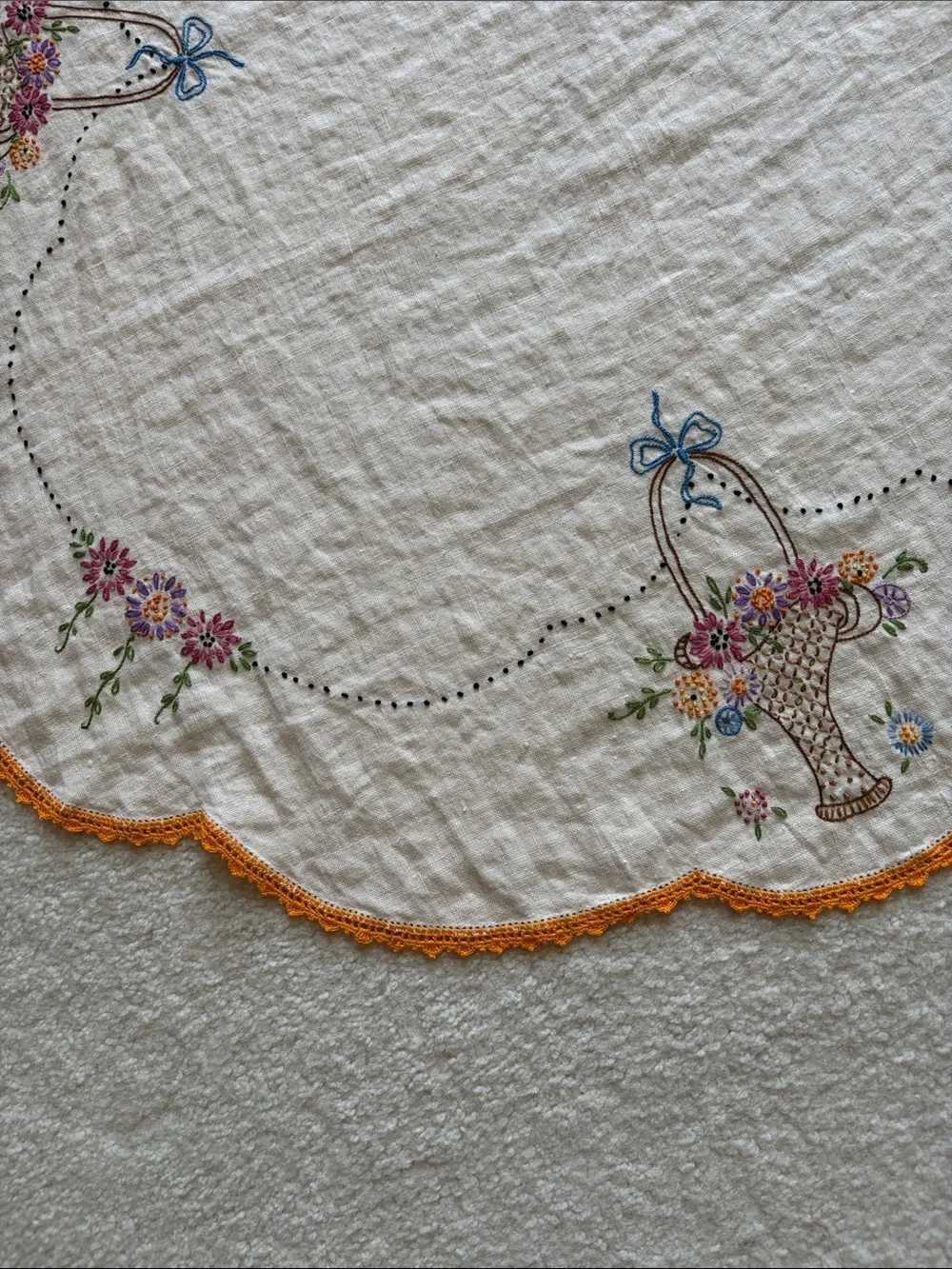 Vintage Embroidered Table Linen